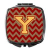 Caroline's Treasures Letter Y Chevron Garnet and Gold Compact Travel Mirrors, Multicolor