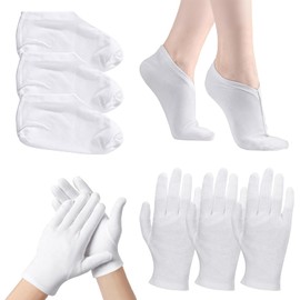GMHLLES 6 Pairs Moisturising Gloves Socks Set, Foot Moisturiser Socks, Reusable Hand Gloves Moisturising for Overnight, Repair of Dry Hands and Feet Rough Cracked Skin