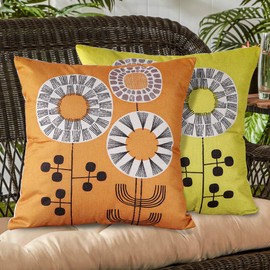 OTOSTAR Cushion Covers 45x45cm Nordic Set of 2 Fashion Cute Patterns Flax Linen Cushion Cover for Sofa Backrest Decorative Pillow Cover Zabuton Cover