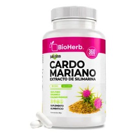 BioHerb | Cardo Mariano 100% Puro – Extracto de Silimarina Estandarizado De Alta Pureza, Extremadamente Eficaz – 360 Cápsulas (500 mg) – Suministro 18