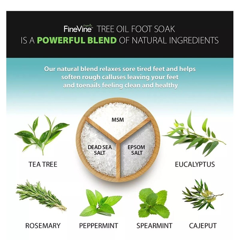 FineVine Aceite De Árbol De Té Baño De Pies Con