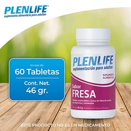 PLENLIFE Multivitaminas tabletas masticables  complejo B sabor fresa 60 u.                                                                            