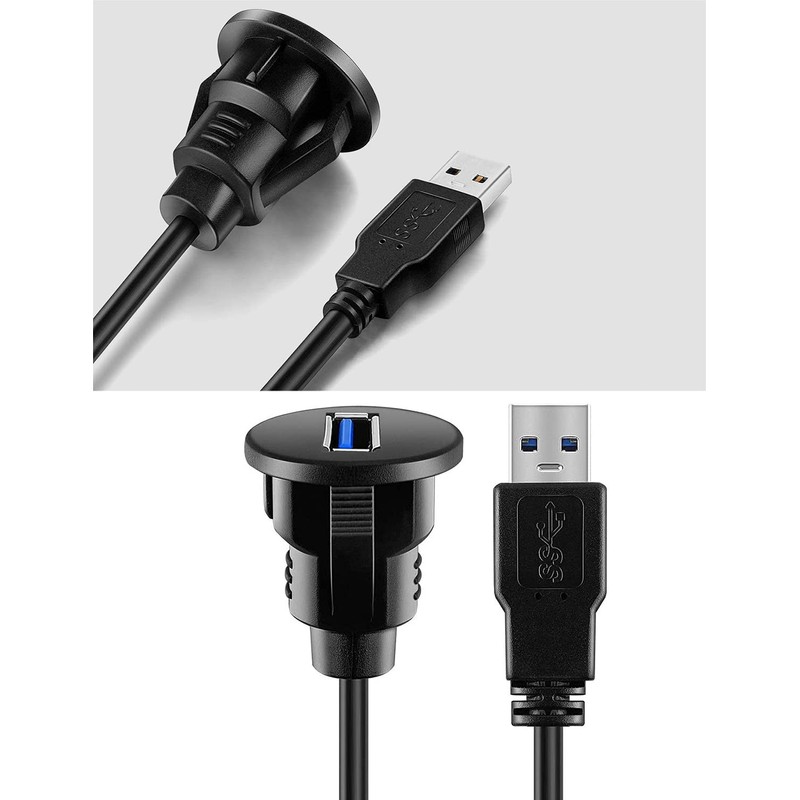 URWOOW Small USB 3.0 Male to Female AUX Flush Panel