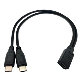 Qaoquda USB C Splitter Charge Cable,1 Feet USB Type C Female to 2 Dual USB Type C Male Y Splitter Extension Charging Cable(Only for Charging)