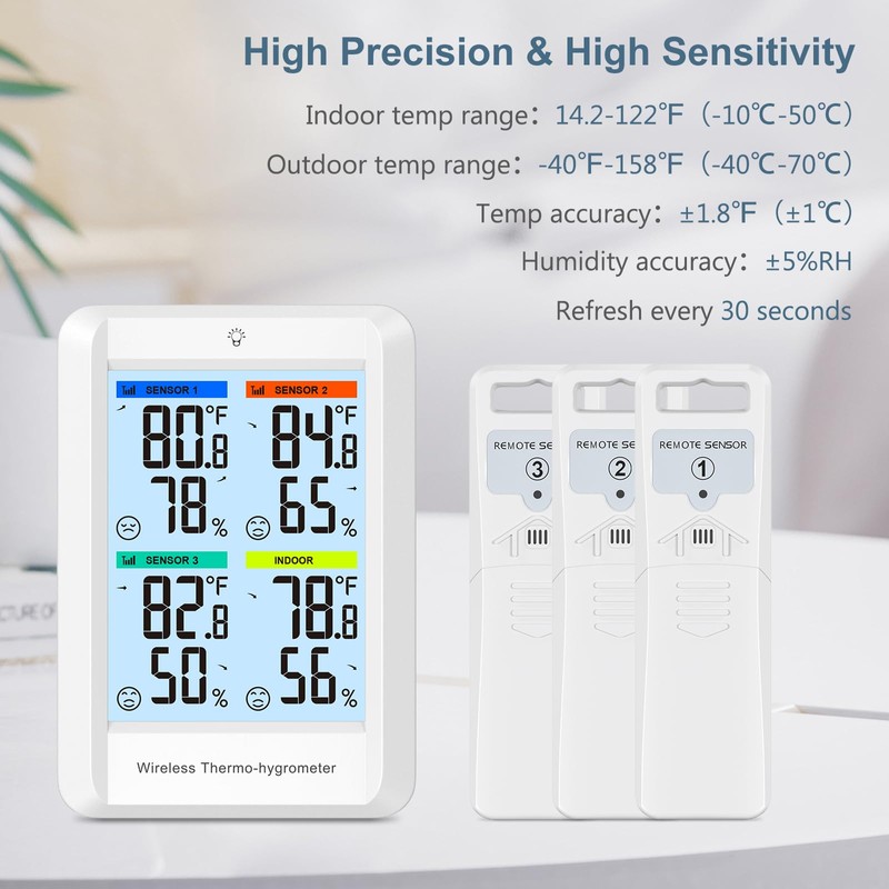 AnkiloIndoor Outdoor Thermometer Hygrometer Weather Stations, Digital Hygrometer Wireless Indoor