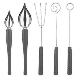 2 pcs Drawing Decorating Spoon Set,3 Pcs Candy Dipping Tools Chocolate Dipping Fork Spoons Set Stainless Steel Chief Art Pencil for Decorative Candy Spoon(Silver+grey)