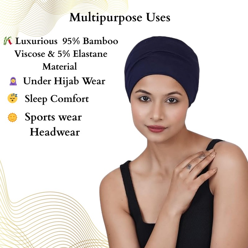 SAKUCHI Chemo Hats Solid Women's Bamboo Soft Headwear, FadedDenim, Unit