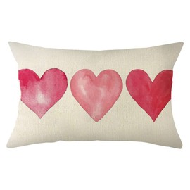 Ogiselestyle Valentine's Day Hearts Lumbar Throw Pillow Cover, 12 x 20 Inch Mother's Day Anniversary Wedding Cushion Case Decoration for Sofa Couch