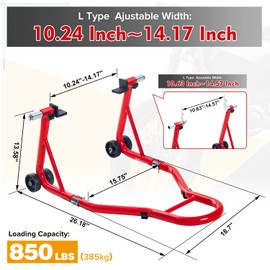 Donext Motorcycle Stand 850LB Sport Bike Rear Wheel Lift Swingarm Paddock Stands Red, U+L