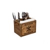 Van Manen Wooden Cutlery Tray with Print and Leather Handle