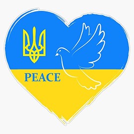Peace for Ukraine Pray for Ukraine Save Ukraine Bumper Sticker Vinyl Decal 5"