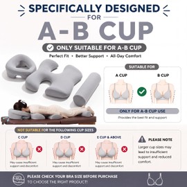 Face Down Massage Pillow and Breast Pillow Set for A-B Cup Size, Light Gray