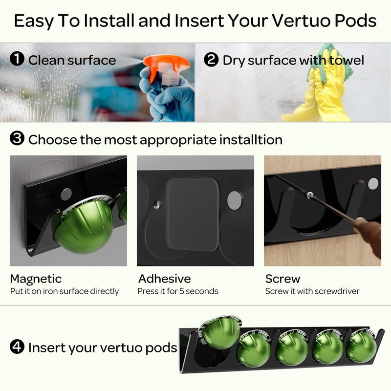 LifeMoreasy Magnetic Coffee Pods Holder for Nespresso Vertuo & Dolce