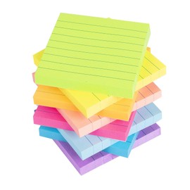 Lined Sticky Notes 3x3 in Bright Ruled Stickies Colorful Super Sticking Power Memo Pads, 82 Sheets/pad, 8 Pads/Pack