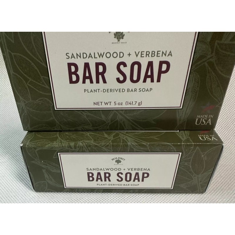 Bolero Sandalwood +Verbena Bar Soaps (2) Plant Derived Made in