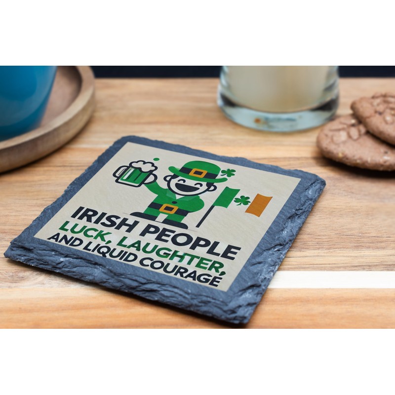 St. Patrick's Day Slate Coaster – Irish People, Luck, Laughter,