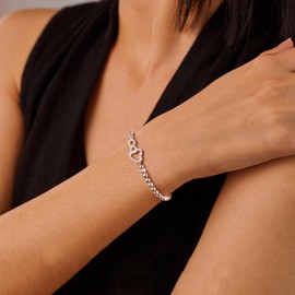 Jbniuay Christmas Gifts for Women Bracelet Women's - Gifts for Women Infinity Heart Bracelet Ball Bracelet Women's Silver 925 Infinity Heart Gifts for Women / Women / Mum / Daughter, Sterling Silver