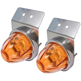 2-Pack Amber Watermelon Light with 45° Stainless Steel Mounting Brackets, Compatible with Freightliner, Kenworth, Peterbilt, International, Mack Trucks & Trailers