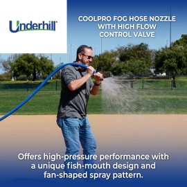 Underhill Precision CoolPro Fog Garden Hose Nozzle Mister with High Flow Control Valve 4-6 GPM 70 PSI, 3/4-Inch by 1-Inch, Heavy-Duty, HN0600CV