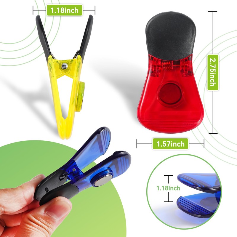 Yi Concept Magnetic Clips Set - Modern Plastic Clips, Red,