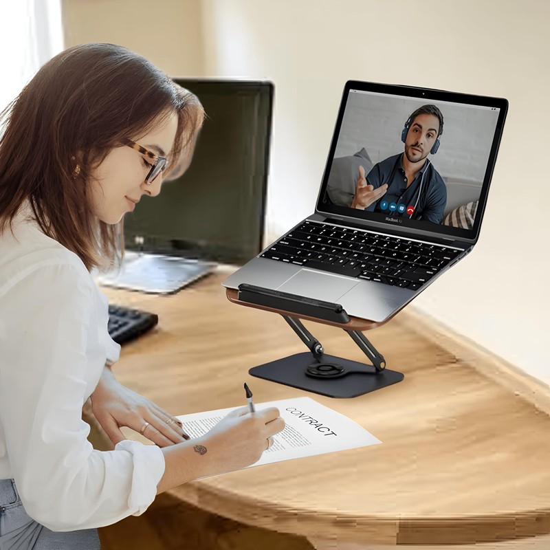 Adjustable Book Stand for Reading with 360° Rotating Base, Foldable