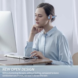 Gulanxo - Auriculares deportivos de oído abierto, Bluetooth 5.3, auriculares de conducción de aire, micrófono HD integrado, a prueba de sudor, auriculares inalámbricos para entrenamientos y correr