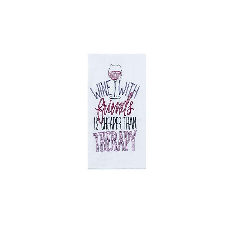Kay Dee Designs Therapy Wine Embroidered Flour Sack Kitchen Towel,