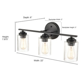 Millennium 3683-MB Transitional Three Light Vanity from None Collection Finish, Matte Black