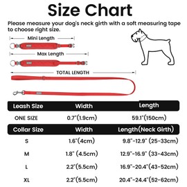 Huanovix Waterproof and Dirt-Proof Dog Collar and Leash Set, Reflective Strip Ajustable Collars Leash with Poop Bag for Small Medium Large Dogs (Red, XL)