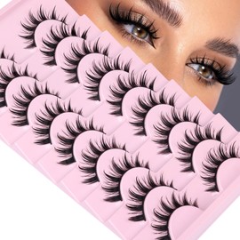False Eyelashes Manga Lashes Spiky Fake Lashes Anime Lash Strip Natural Look False Lashes Faux Mink Wispy Eyelashes 3D Volume Eyelash Extensions 9 Pairs Pack by zanlufly