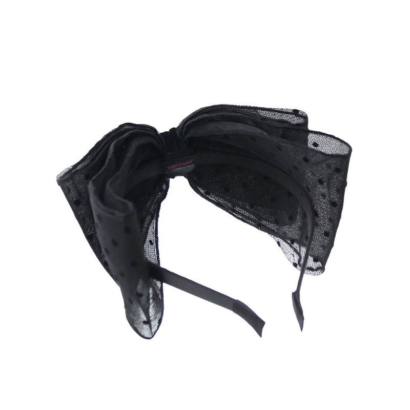 KOBE VINGTAINE HK-344 Headband, Dotted Pattern, Ribbon, Tulle, Large, Adult