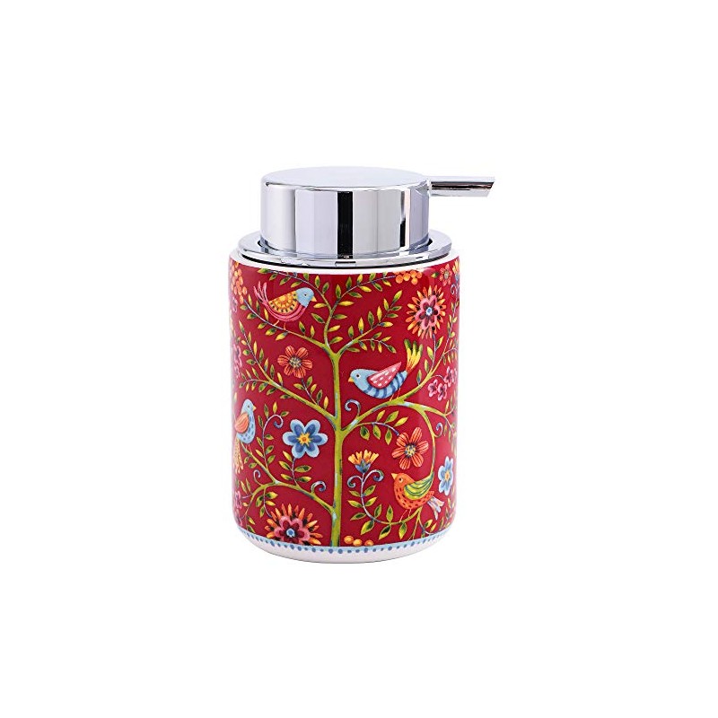 Bico Red Spring Bird Ceramic 12oz Soap Dispenser with Removable