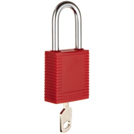 Brady - 51339 Plastic Lockout/Tagout Padlock, Keyed Different, 1-3/4" Body Length, 1-1/2" Shackle Clearance, Red (Pack of 6)