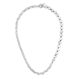 GAVU Cable Chain Hand-knotted Stone Bead Chain, Stainless Steel, Howlite