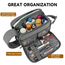 Voova Travel Toiletry Bag for Men Women, Wash Bag for Toiletries, Small Water-Resistant Makeup Shaving Organiser Bag for Traveling Essentials, Bathroom, Cosmetics, Grey