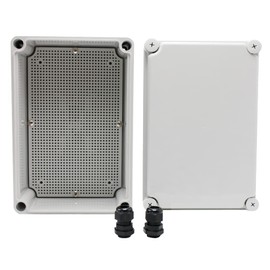 MAKERELE Grey Outdoor Electrical Box Weatherproof 11.02”7.48”5.12” (280190130mm) Plastic Junction Wire Case for Outdoor Electrical Projects with 2 NPT 1/2” Glands