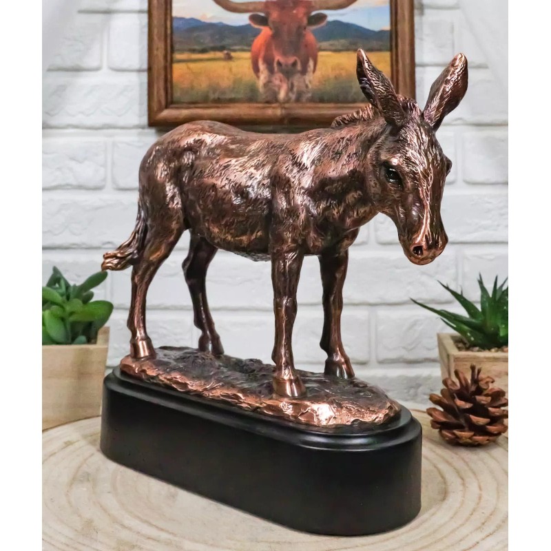 Rustic Western Farmhouse Ass Donkey Mule Electroplated Bronze Resin Figurine