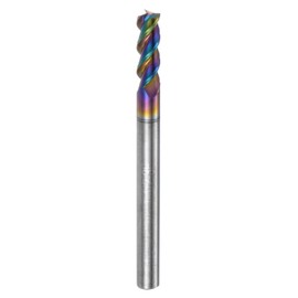 sourcing map Carbide Square End Mill, 1/8" Diameter Diamond-Like Carbon Coated 3 Flutes Milling Bit Cutter, for Aluminum Copper Non-Ferrous Metal, 1/8" Shank 3/8" Cut Length 1-1/2" Long HRC50