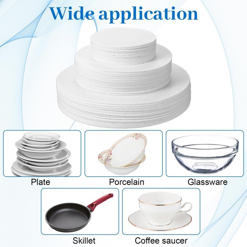 Meyeyaia 120pcs Thick Felt Plate Dividers,3 Sizes Round China Dish