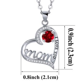 UEUC I LOVE YOU Mom Love Heart Necklace,925 Sterling Silver Plated Rhinestone Necklace for Mom Birthday,Best Mother Jewelry Gift