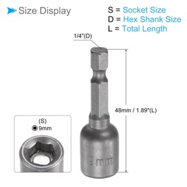 CoCud Quick-Change Nut Setter Driver Bit, 9mm Metric 48mm Length 1/4" Shank, CR-V Magnetic Straight Shank Setter Drill Bits - (Applications: for Auto Repair) - 2pieces