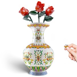 Yizhor LED Flower Puzzle Vase for Adults, 200-Piece 3D Puzzle Vases for Home and Office Decor, Unique Flower Vase for Living Room & Bedroom, Creative Crafts for Adults (Yz001)