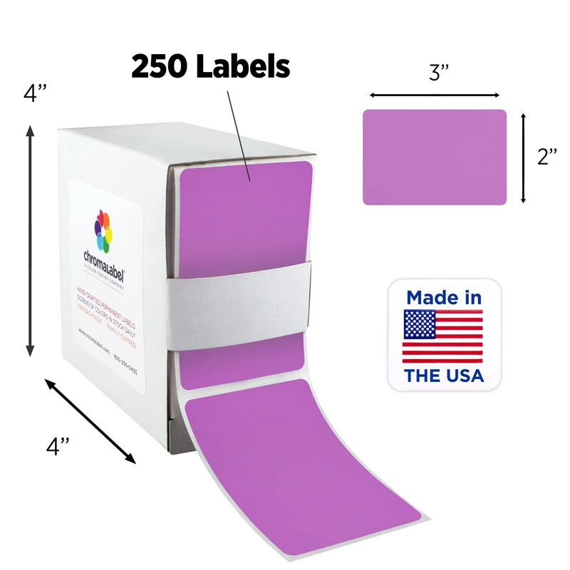 ChromaLabel 2 x 3 inch Permanent Color Code Rectangle Labels,