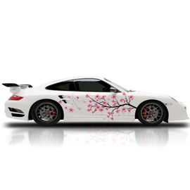 2PCS Sakura Cherry Blossom Car Livery, Japanese Theme Side Car Vinyl Livery, Universal Size, Large Vehicle Graphics, Car Livery (7)