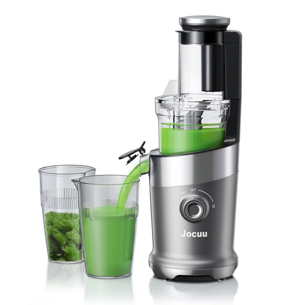 Jocuu Cold Press Juicer Machine with 3.15" Large Feeding Chute, Slow Masticating Juicer for Vegetables and Fruits with High Juicer Yield, Effortless Cleaning, BPA Free