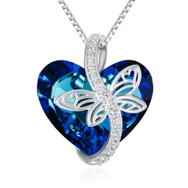 TOUPOP Dragonfly Gifts for Women S925 Sterling Silver Brighton Dragonfly Necklace with Crystal Birthday Mothers Day Jewlery Gifts for Dragonfly Lovers Women Mom, Sterling Silver, crystal