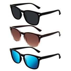 MAXJULI Polarized Sunglasses for Women Men Classic Retro UV400 Protection Sun Glasses lunette de soleil femme 8134（Grey+Gradient tea+Blue）