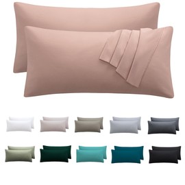 Nesture Cushion Cover 40 x 80 cm, Set of 2 - Pillowcases 40 x 80 cm, Pink, 100% Microfibre Cushion Covers with Zip, Soft and Non-Iron