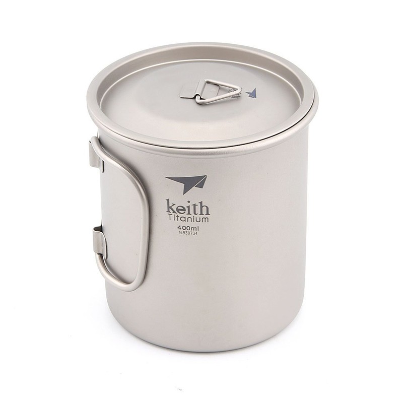 Keith titanium cup with pliable handle and lid Ti3211