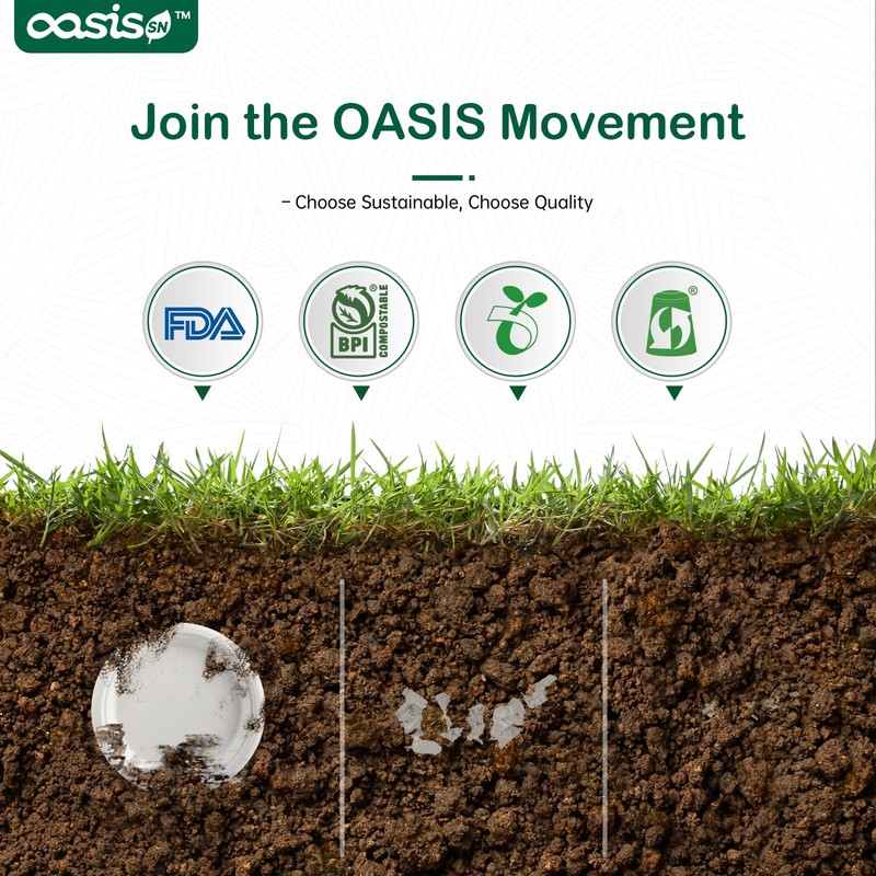 OasisSN [7 Inch, 128-Pack Compostable Paper Plates, Heavy-Duty Biodegradable Disposable